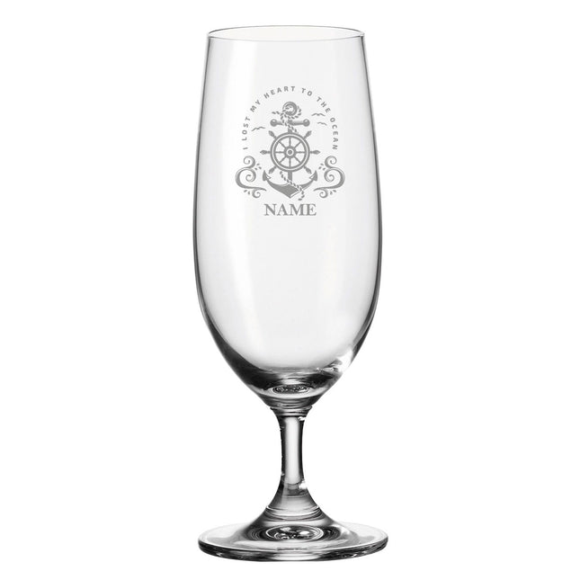 SEO. Leonardo Bierglas mit Gravur "Heart to the Ocean" mit Namen - Linkreich