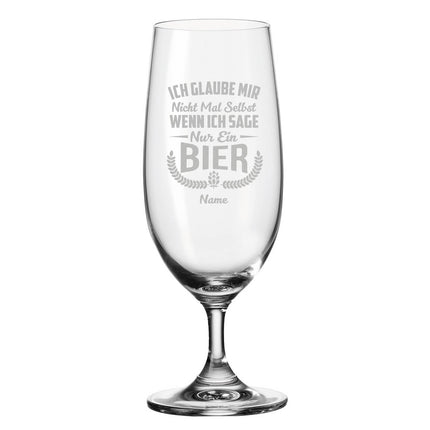 SEO. Leonardo Bierglas mit Gravur "Ich glaube mir nicht mal selbst" mit Namen - Linkreich