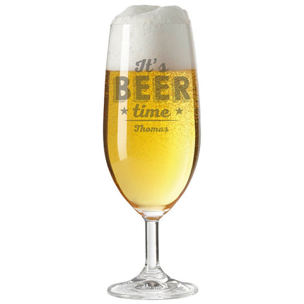 SEO. Leonardo Bierglas mit Gravur "It's Beer time" mit Name - Linkreich
