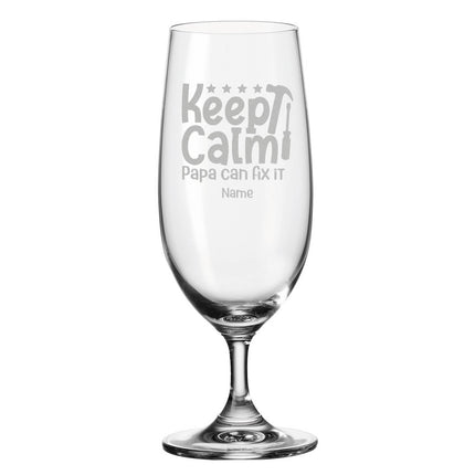SEO. Leonardo Bierglas mit Gravur "Keep calm papa can fix it" mit Namen - Linkreich
