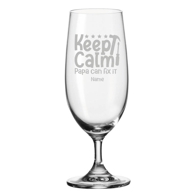 SEO. Leonardo Bierglas mit Gravur "Keep calm papa can fix it" mit Namen - Linkreich