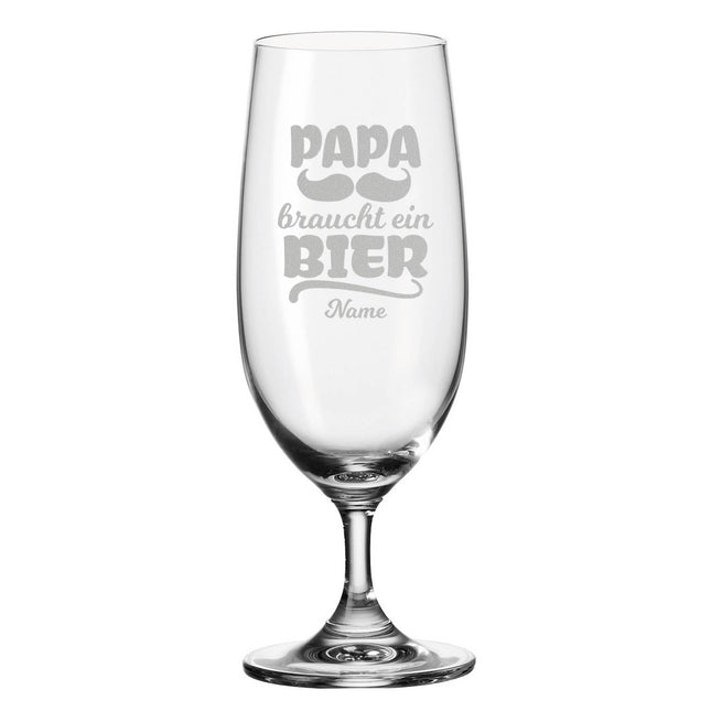 SEO. Leonardo Bierglas mit Gravur "Papa braucht ein Bier" mit Namen - Linkreich