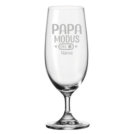 SEO. Leonardo Bierglas mit Gravur "Papa Modus" mit Namen - Linkreich