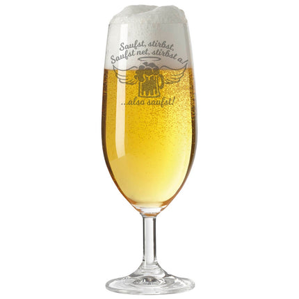 SEO. Leonardo Bierglas mit Gravur "Saufst, stirbst, saufst net, stirbst a" - Linkreich
