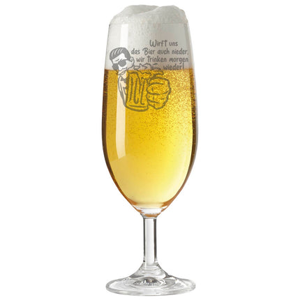 SEO. Leonardo Bierglas mit Gravur "Wirft uns das Bier auch nieder" - Linkreich