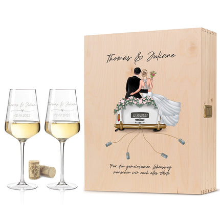 SEO. Leonardo Gläser mit Gravur - Hochzeitsauto & Wedding Love als Set - Puccini Linkreich