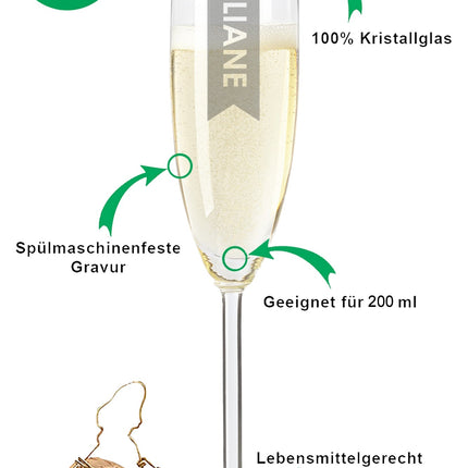 SEO. Leonardo Glas mit Gravur - "Elegant" - Sekt Linkreich