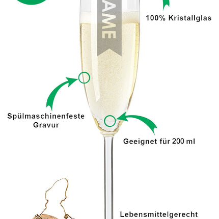 SEO. Leonardo Glas mit Gravur - "Elegant" - Sekt Linkreich