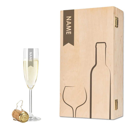 SEO. Leonardo Glas mit Gravur - "Elegant" - Kleine Holzkiste Linkreich