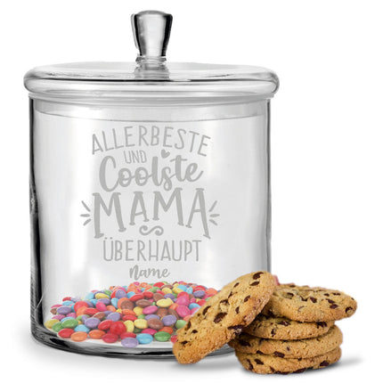 SEO. Leonardo Keksglas mit Gravur "Allerbeste und coolste Mama überhaupt" - Linkreich
