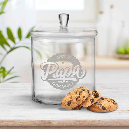 SEO. Leonardo Keksglas mit Gravur "Bester Papa der Welt V3" - Linkreich