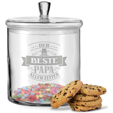 SEO. Leonardo Keksglas mit Gravur "Der beste Papa aller Zeiten" & Wunschname - Linkreich
