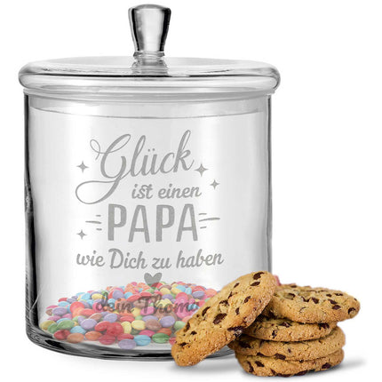 SEO. Leonardo Keksglas mit Gravur "Glück ist einen Papa" & Wunschname - Linkreich