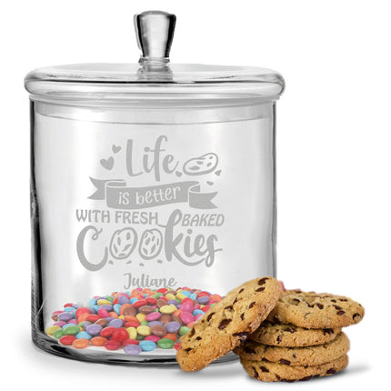 SEO. Leonardo Keksglas mit Gravur "Life is better with fresh baked cookies" - Linkreich