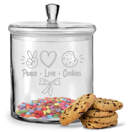 SEO. Leonardo Keksglas mit Gravur "Peace, Love & Cookies" - Linkreich