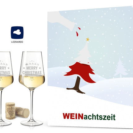 SEO. Leonardo Puccini mit Gravur im "WEINachtszeit" Design als Set inkl. Holzkiste - Linkreich