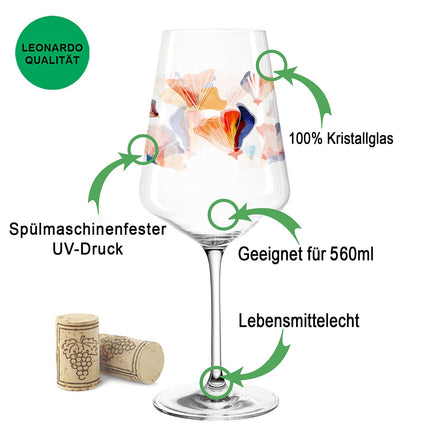 SEO. Leonardo Puccini Weingläser mit UV - Druck im Blumen Watercolor Design im Set - Linkreich