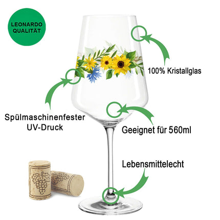 SEO. Leonardo Puccini Weingläser mit UV - Druck im Blumenbouquet Design im Set - Blumenbouquet V2 Linkreich