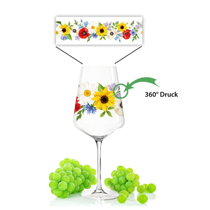 SEO. Leonardo Puccini Weingläser mit UV - Druck im Blumenbouquet Design im Set - Blumenbouquet Linkreich