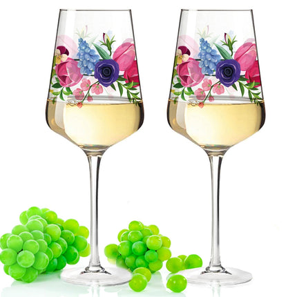 SEO. Leonardo Puccini Weingläser mit UV - Druck im Blumenbouquet Design im Set - Blumenbouquet V2 Linkreich