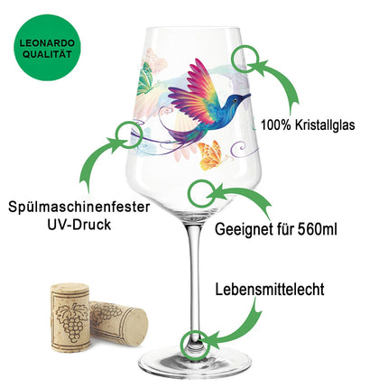 SEO. Leonardo Puccini Weingläser mit UV - Druck im Kolibri Design im Set - Linkreich