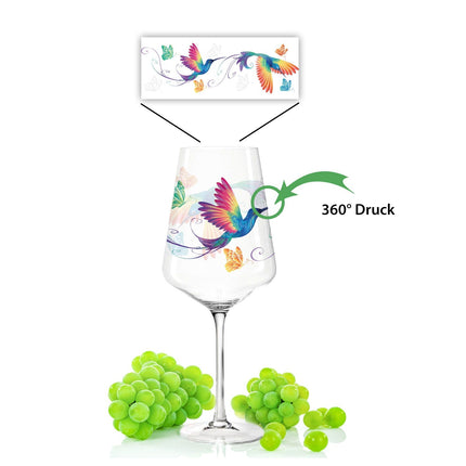 SEO. Leonardo Puccini Weingläser mit UV - Druck im Kolibri Design im Set - Linkreich