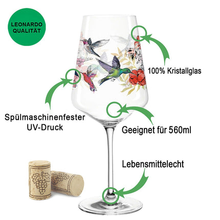 SEO. Leonardo Puccini Weingläser mit UV - Druck im Kolibri Schwarm Design im Set - Linkreich