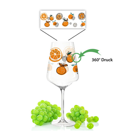 SEO. Leonardo Puccini Weingläser mit UV - Druck im Orangen Abstrakt Design im Set - Linkreich