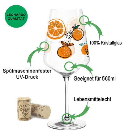 SEO. Leonardo Puccini Weingläser mit UV - Druck im Orangen Abstrakt Design im Set - Linkreich