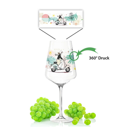 SEO. Leonardo Puccini Weingläser mit UV - Druck im Summer Vibes Design im Set - Linkreich