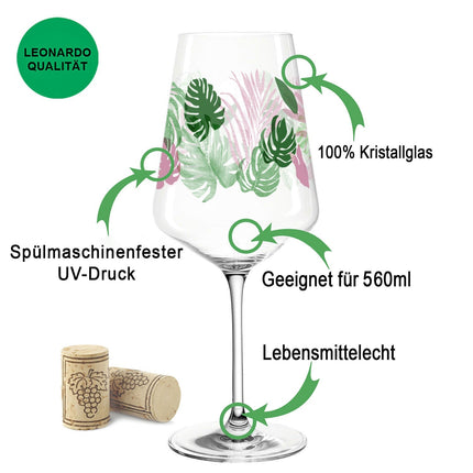 SEO. Leonardo Puccini Weingläser mit UV - Druck im Tropical Jungle Design im Set - Linkreich