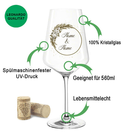 SEO. Leonardo Puccini Weingläser mit UV - Druck "Pampasgras" Design im Set - Puccini UV mit Holzkiste Linkreich