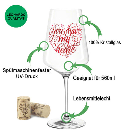 SEO. Leonardo Puccini Weingläser mit UV - Druck "You have my Heart" im Set - Puccini Linkreich
