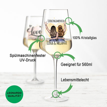 SEO. Leonardo Puccini Weinglas mit UV Druck - Beste Freundin Konfiguration - Puccini Set Linkreich