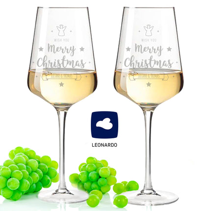 SEO. Leonardo Puccini Weißweingläser mit Gravur im "Most wonderful Wine" Design als Set inkl. Holzkiste - Linkreich