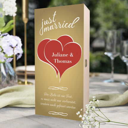 SEO. Leonardo Sektgläser "Just Married" inkl. bedruckter Holzkiste im Set - Linkreich