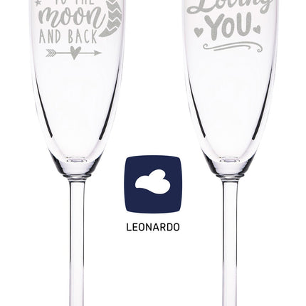 SEO. Leonardo Sektgläser mit Gravur "I love you to the moon and back" im Set - Linkreich