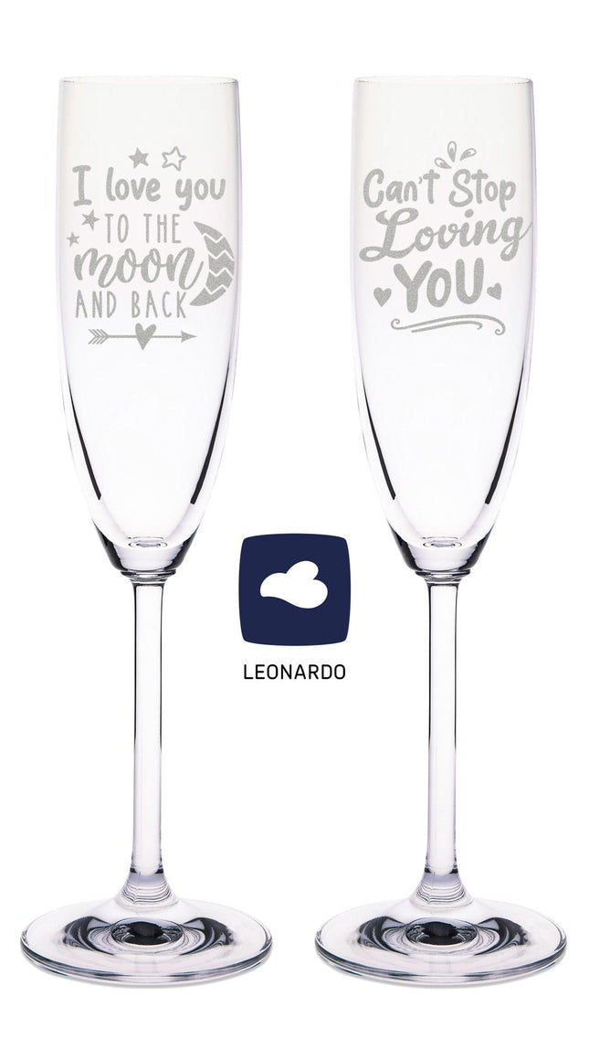 SEO. Leonardo Sektgläser mit Gravur "I love you to the moon and back" im Set - Linkreich