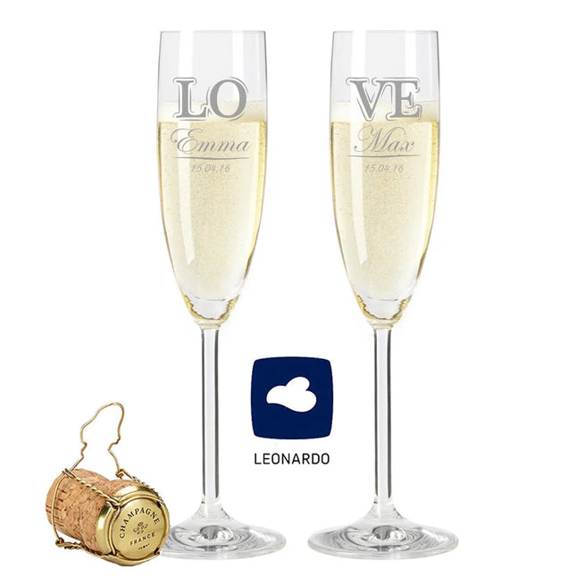SEO. Leonardo Sektgläser mit Gravur im "Love" Design als Set - Linkreich