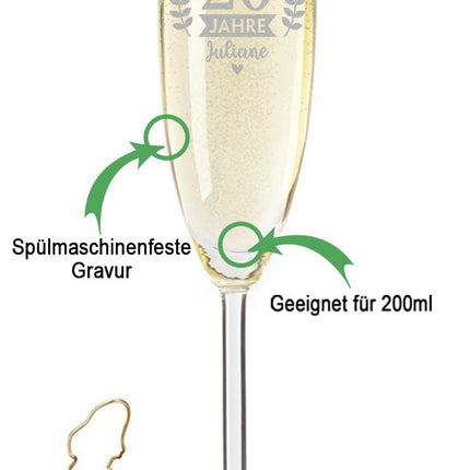 SEO. Leonardo Sektglas mit Gravur "Herzlichen Glückwunsch" mit Namen - 80. Geburtstag Linkreich