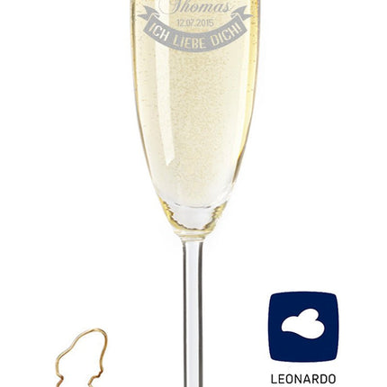 SEO. Leonardo Sektglas mit Gravur "Ich Liebe Dich" - Einzelglas Linkreich