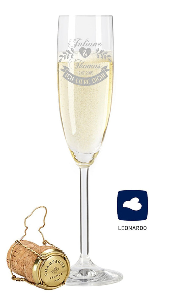 SEO. Leonardo Sektglas mit Gravur "Ich Liebe Dich" - Einzelglas Linkreich