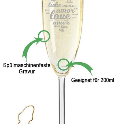 SEO. Leonardo Sektglas mit Gravur im "Amore" Design - Sekt Linkreich