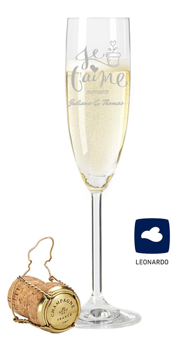 SEO. Leonardo Sektglas mit Gravur "Je t'aime" - Einzelglas Linkreich