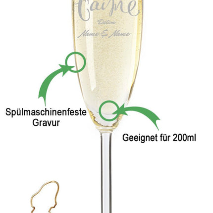 SEO. Leonardo Sektglas mit Gravur "Je t'aime" - im Set Linkreich