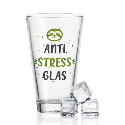 SEO. Leonardo Wasserglas mit UV - Druck "Anti Stress Glas" - Linkreich