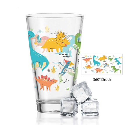SEO. Leonardo Wasserglas mit UV - Druck "Dinogruppe" - Für Kinder im 360° Design - Linkreich