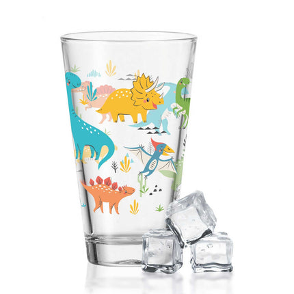SEO. Leonardo Wasserglas mit UV - Druck "Dinogruppe" - Für Kinder im 360° Design - Linkreich