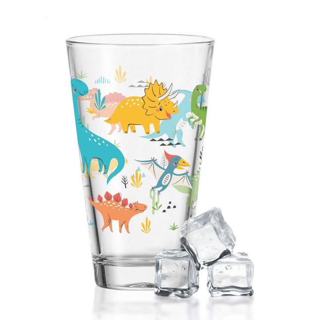 SEO. Leonardo Wasserglas mit UV - Druck "Dinogruppe" - Für Kinder im 360° Design - Linkreich