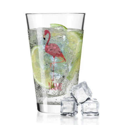 SEO. Leonardo Wasserglas mit UV - Druck "Flamingo" mit Namen - Linkreich